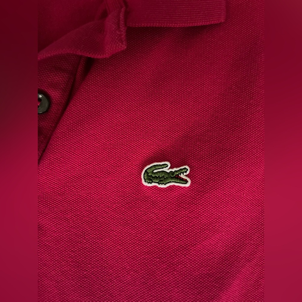 Lacoste Women's Polo 2 Button Pink Cotton Elastane Blend Size 40 M NWOT - Picture 3 of 7